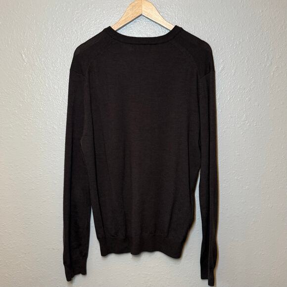 Express Design Studio 100% Italian Merino Wool V-Neck Pullover Sweater Brown XL - Picture 3 of 9
